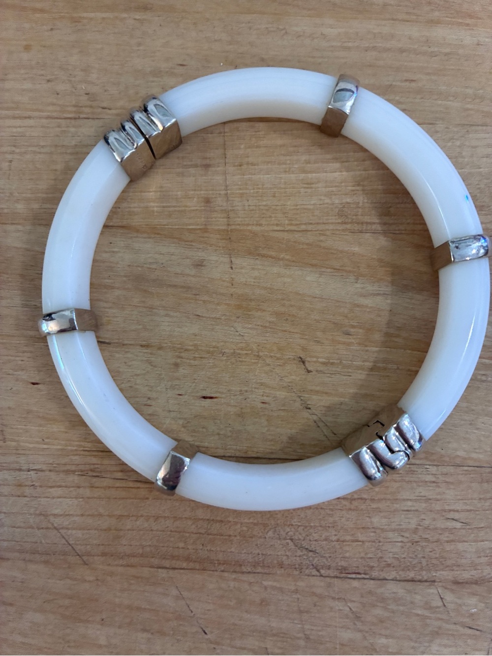 925 WK WHITNEY KELLY White Resin and Sterling Silver 925 Bangle Bracelet - Picture 10 of 12